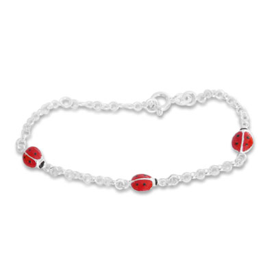 Marienkäfer Armband für Kinder 925 Silber 12,5 - 15 cm