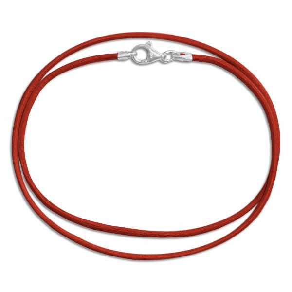 Lederband rot 45 cm mit 925 Silber Verschluss