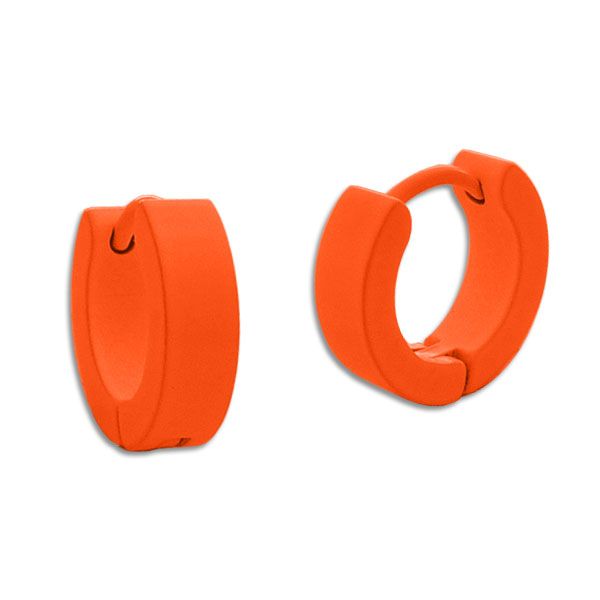 Creolen neon orange Edelstahl 13 x 4 mm Klapp-Creolen Ohrringe