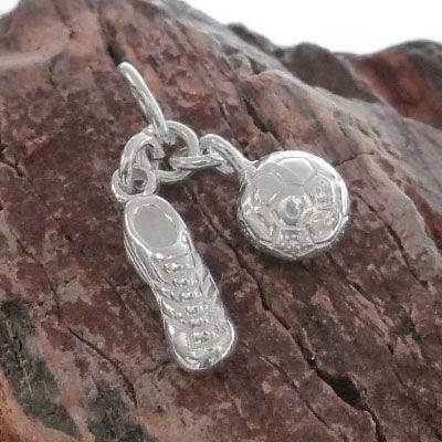 Fußball und Fußballschuh Anhänger 925 Silber