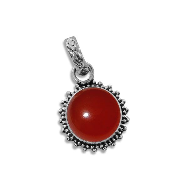 Anhänger Sonne mit Karneol filigran geschwärzt 925 Silber Edelstein rot