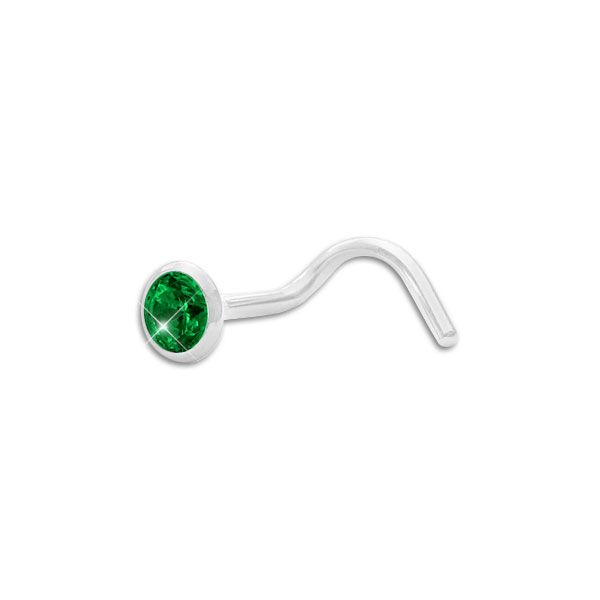 Nasenstecker Spirale Zirkonia smaragd grün 3,5 mm 925 Silber