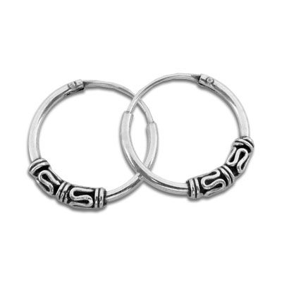 Creolen Bali 925 Silber 14 mm Gothic Creolen