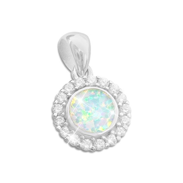 Anhänger Opal Blume mit Zirkonia 925 Silber