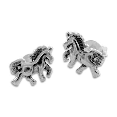 Einhorn Ohrstecker geschwärzt 925 Silber