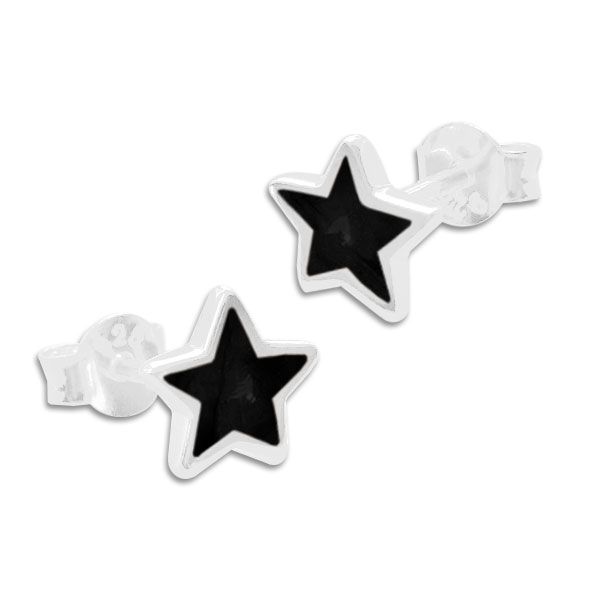 Onyx Ohrstecker Stern 925 Silber Ohrringe mit schwarzen Sternen