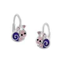 Schnecken Ohrringe für Mädchen rosa / lila & Strass Steine 925 Silber Schnecken Ohrringe für Mädchen rosa / lila & Strass Steine 925 Silber