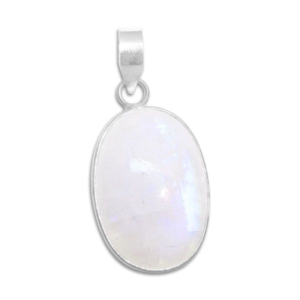 Ovaler Mondstein Anhänger mit Blauschimmer 925 Silber