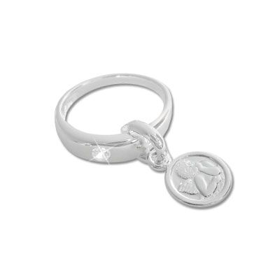 Taufring Anhänger Engel mit Zirkonia 925 Silber