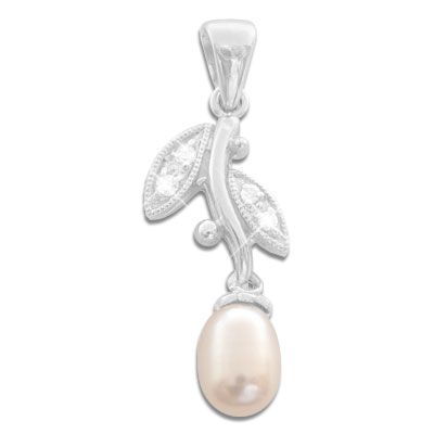 Silberschmuck Anhänger mit Zirkonia und Süßwasserperle 925 Silber
