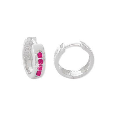 Creolen mit rubin roten Strass Steinen 925 Silber