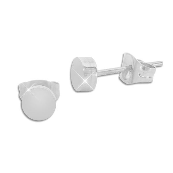 Edelstahl Ohrstecker rund glänzend 5 mm für Damen und Herren
