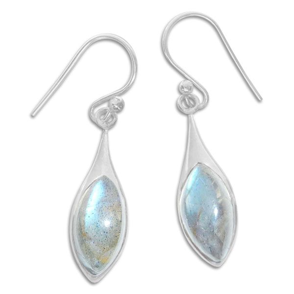 Ohrringe mit Labradorit in Navette Form 925 Silber