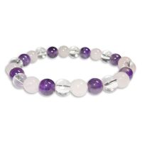 Mix Kugelarmband Amethyst Rosenquarz Bergkristall 7-8 mm 19 cm Mix Kugelarmband Amethyst Rosenquarz Bergkristall 7-8 mm 19 cm