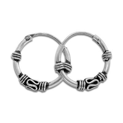 Gothic Creolen 925 Silber 14 mm Bali Gothicschmuck Ohrringe
