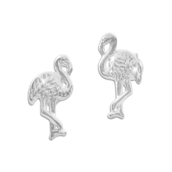 Ohrstecker großer Flamingo glänzend 925 Silber maritime Ohrringe