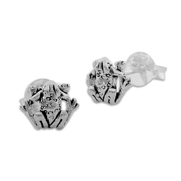 Frosch Ohrstecker Kröten geschwärzt 925 Silber