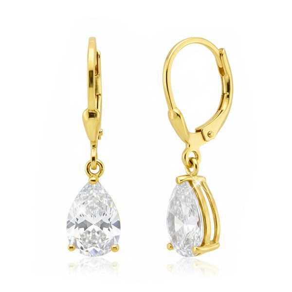 Vergoldete Ohrringe mit weißen Zirkonia Tränen 925 Silber