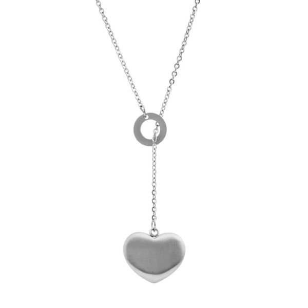 Herz Collier matt Edelstahl silberfarben