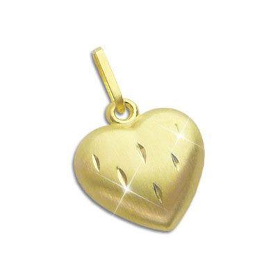 Herz Anhänger mattiert diamantiert 8 mm 333 Gold