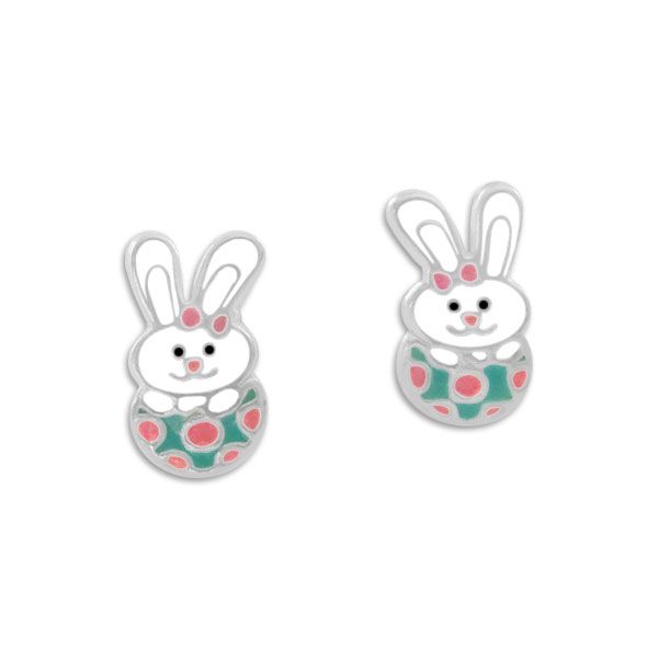 Ohrstecker Hase im Osterei 925 Silber Geschenk für Kinder zu Ostern