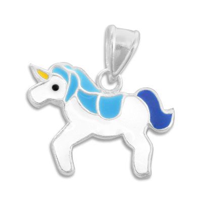 Anhänger Einhorn blau weiß 925 Silber