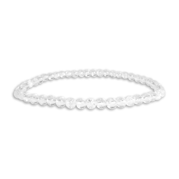 Kleines Kugel-Armband Bergkristall geblitzt 4 mm 20 cm Herren Damen