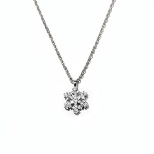 Edelstahl Kette mit glitzerndem Schneeflocken Anhänger 44 cm