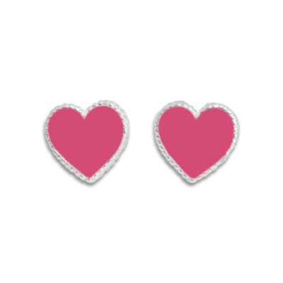 Kinder Ohrringe pinke Herz Ohrstecker 925 Silber Mädchen Ohrstecker