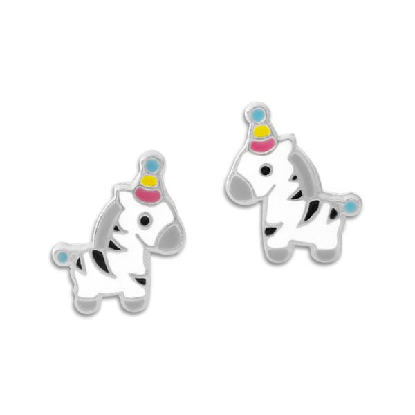 Kinder Ohrstecker Ohrringe Party Zebra 925 Silber