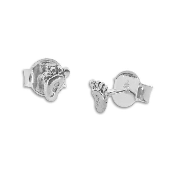 Ohrstecker Mini Füße geschwärzt 925 Silber Ohrringe mit Füßchen