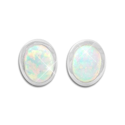 Opal Ohrstecker Ohrringe 9 x 7 mm oval 925 Silber