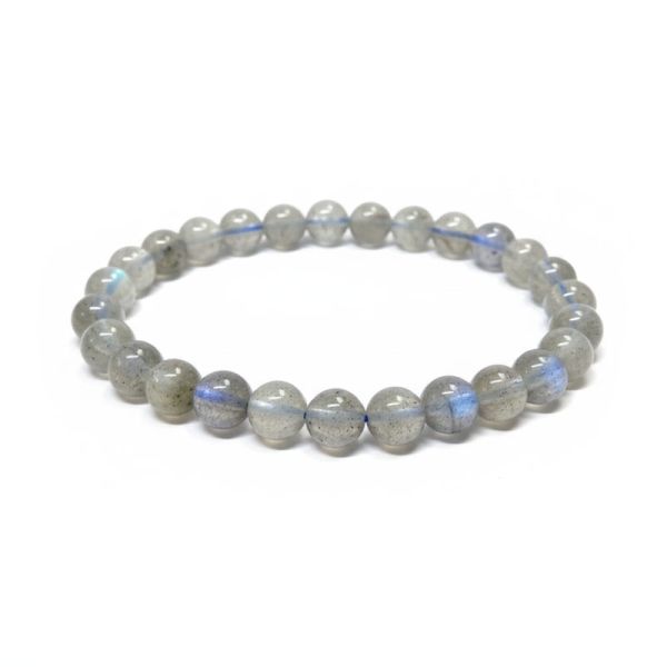 Labradorit Kugel Armband grau durchsichtig 6 mm 19,5 cm
