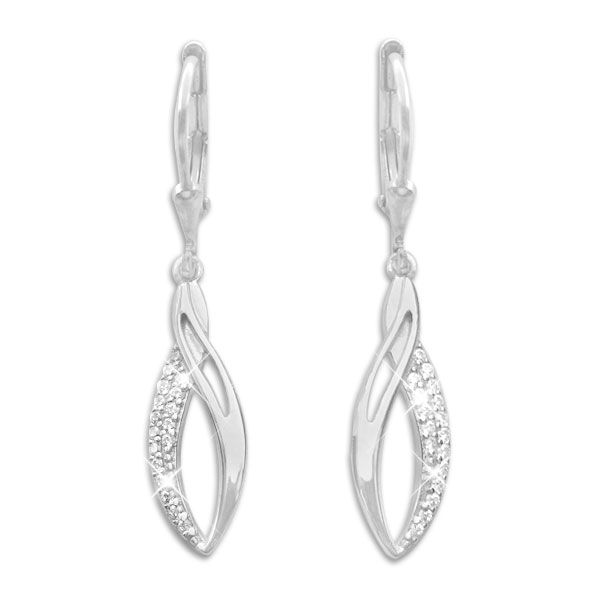 Ohrringe für Damen Tweak mit Zirkonia Steinen glänzend 925 Silber
