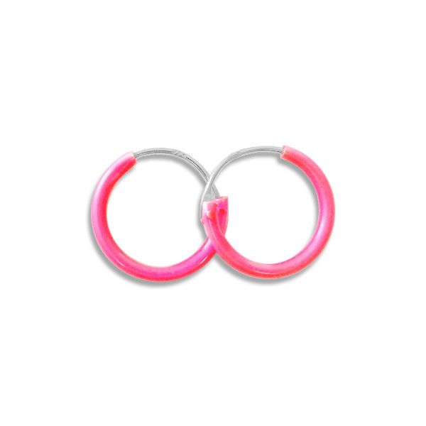 Creolen neon pink 13 mm 925 Silber