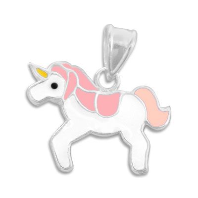Einhorn Anhänger für Mädchen rosa weiß 925 Silber Kinderschmuck