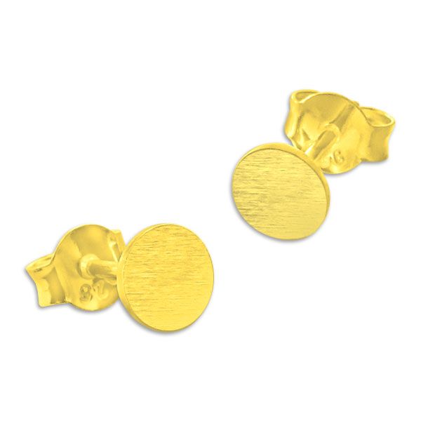 Vergoldete flache Ohrstecker rund matt 925 Silber Ohrringe mit Kreis