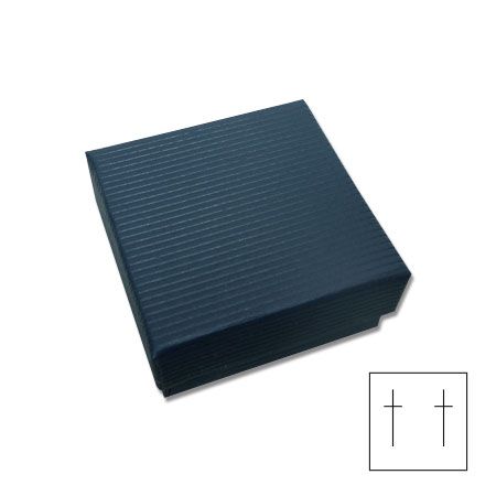 Geschenkschachtel für Ohrringe blau mit Rillen 41 x 41 x 20 mm