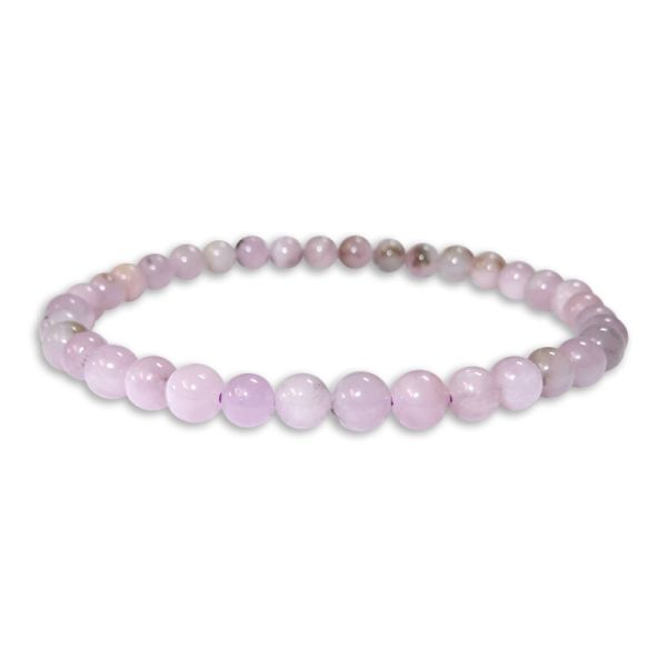 Kunzit Kugel Armband 5 mm 18,5 cm Kugelarmband lila weiß schwarz