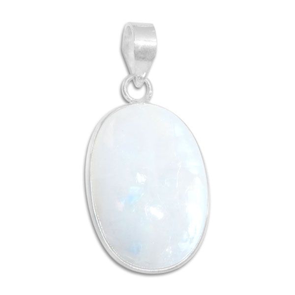 Regenbogenmondstein Anhänger oval 925 Silber