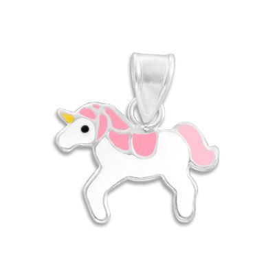 Silberanhänger Einhorn klein rosa weiß 925 Silber