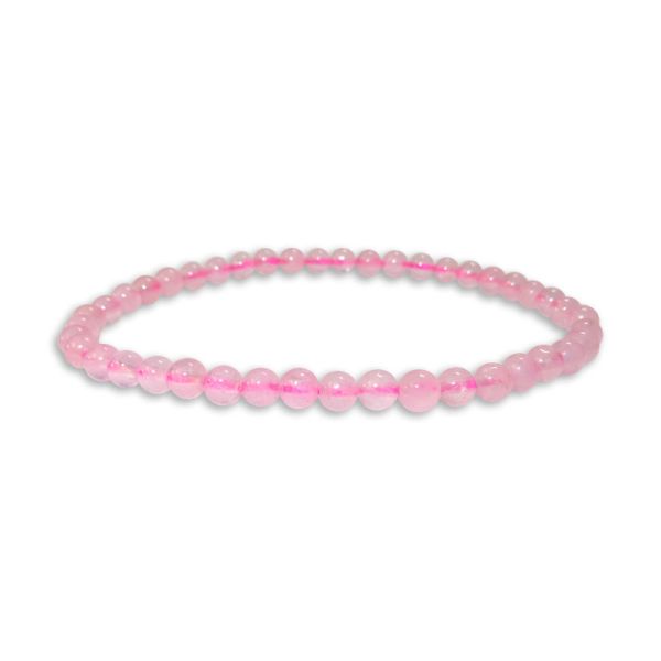 Kleines Kugel-Armband Rosenquarz 4 mm durchsichtig rosa 19,5 cm Schmuck Kugeln rosa