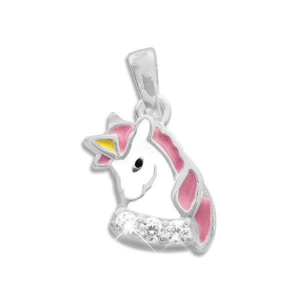 Einhorn Anhänger mit Zirkonia Strass Steinen 925 Silber Geschenk für Mädchen