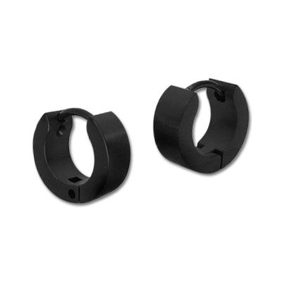 Mini Klappcreolen Edelstahl schwarz mattiert