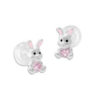 Ohrstecker Häschen rosa Strass Stein 925 Silber Hasen Mädchen Ohrringe Ohrstecker Häschen rosa Strass Stein 925 Silber Hasen Mädchen Ohrringe