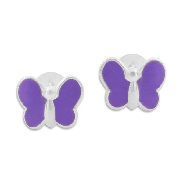 Lila Schmetterlings Ohrstecker 925 Silber Silberschmuck