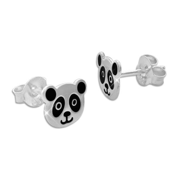 Ohrstecker Pandakopf 925 Silber Kinder Ohrringe mit Pandabären
