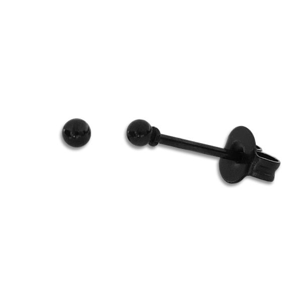 Mini Kugel Ohrstecker Edelstahl schwarz glänzend 2 mm