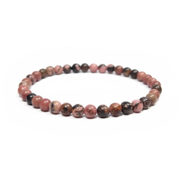 Kleines Kugel-Armband Rhodonit dunkel 4 mm 19,5 cm