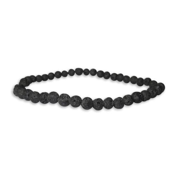 Kleines Kugel-Armband Lava 4 mm anthrazit grau 19,5 cm Lavastein